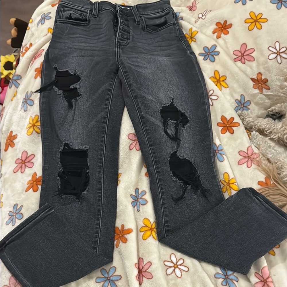 Willow+ Root Black Jeans with Distressed Detailing